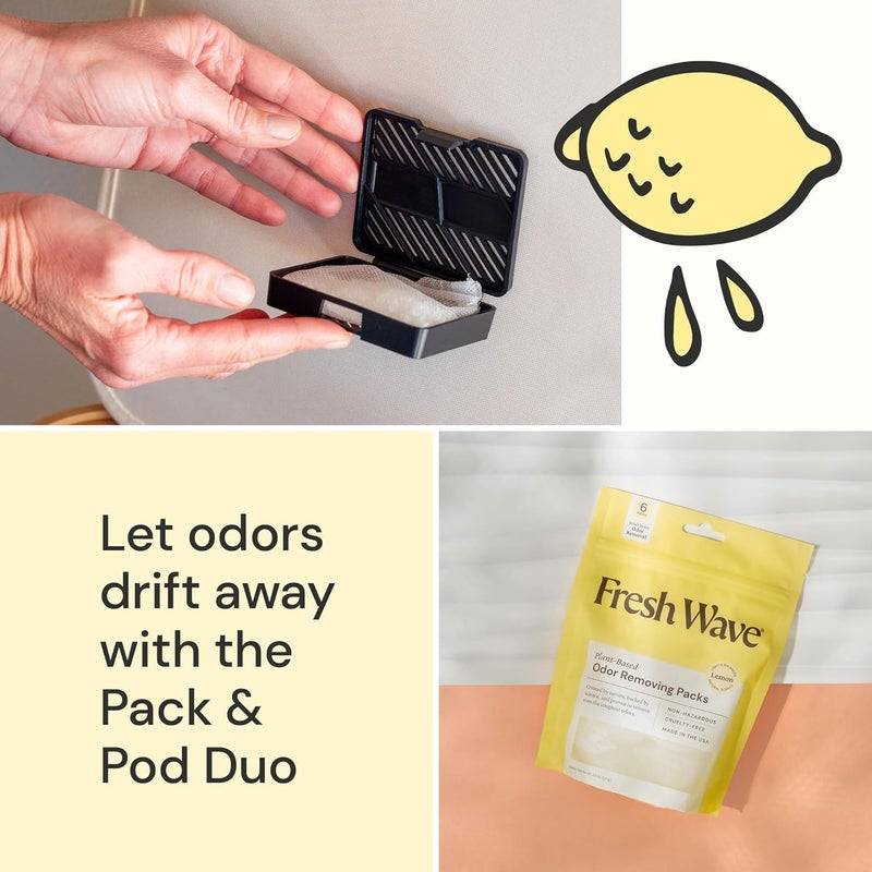 Fresh Wave Lemon Odor Eliminating & Deodorizing Packs | Bag of 6 & Fresh Pod Case | Safer Odor Relief for Small Spaces | Natural Plant-Based Odor Eliminator | Odor Absorbers for Home - Image 3
